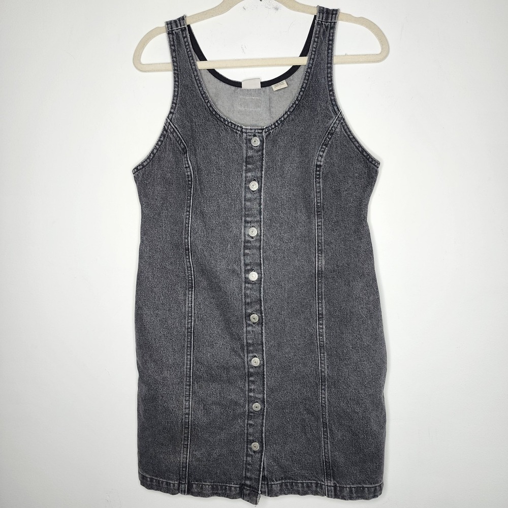 Levis Tuli‎ Denim Mini Dress Size Medium Black Acid Wash Button Front